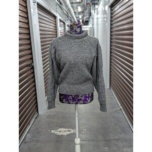 Guess Oversized Medium Pearl Embellished Grey Sweater mock neck